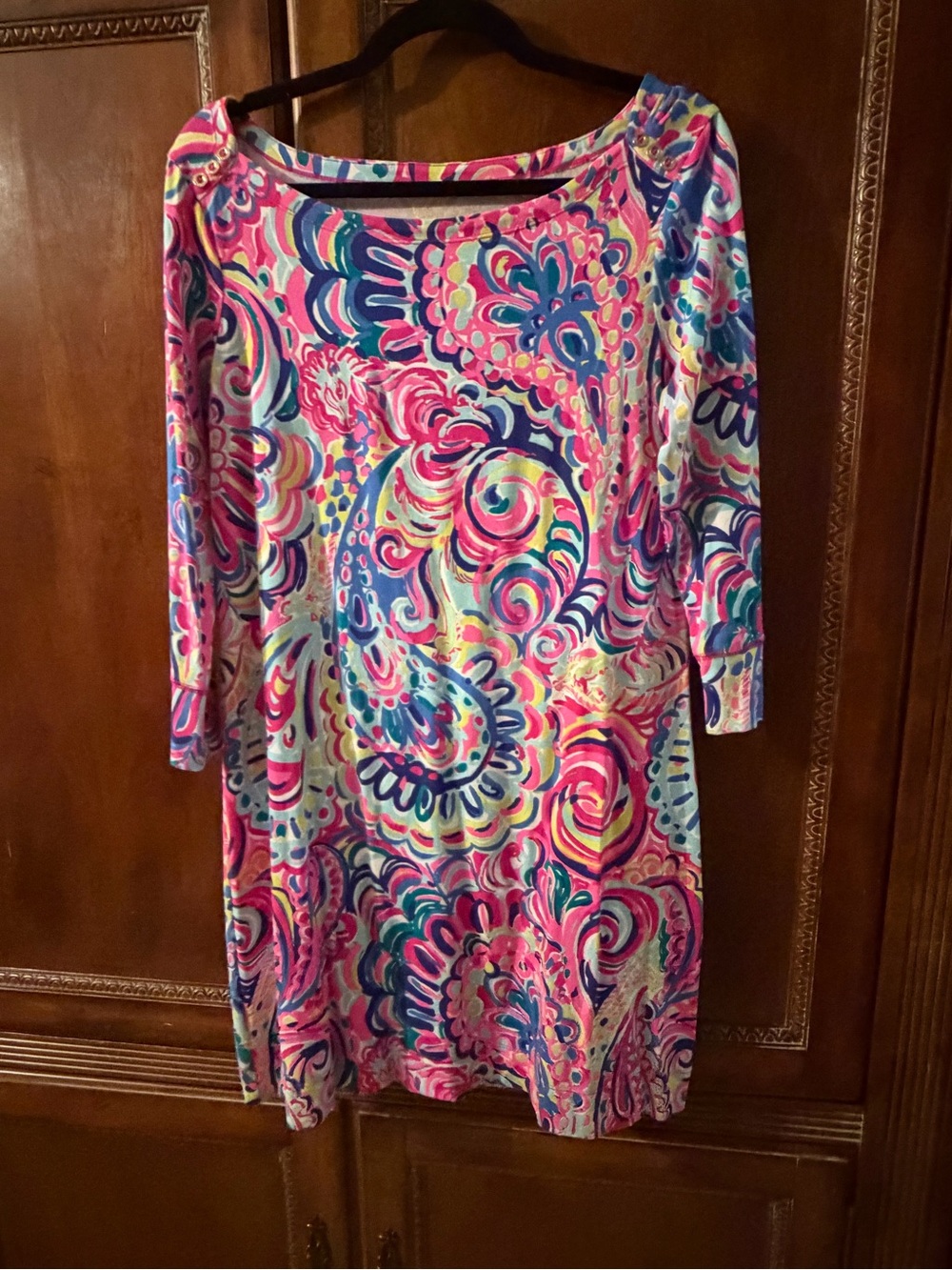 Lilly Pulitzer Vibrant Pink & Blue Paisley Shift Dress